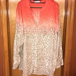Peach/tan cheetah print blouse